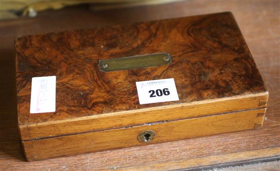 Walnut box of coins